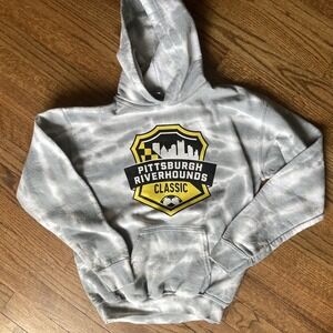 Pittsburgh Riverhounds Classic Youth‎ Large Soccer Hoodie Gray Tie Dye Pattern